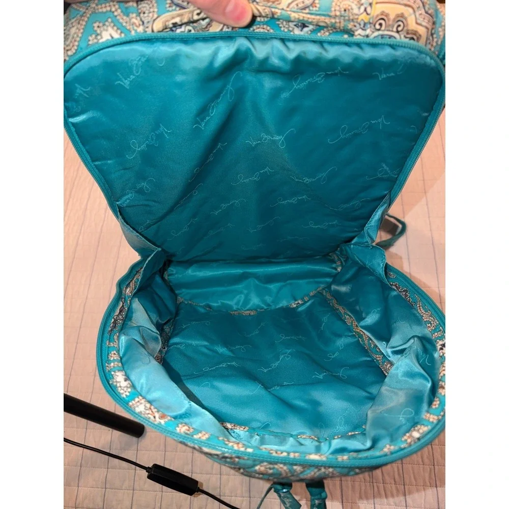 Vera Bradley Quilted Cotton Backpack & Matching Wristlet Blue Turquoise‎ Paisley